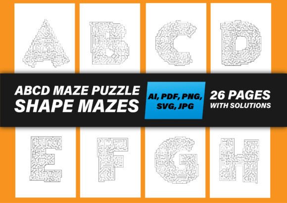 ABCD Letter Maze Puzzle Game for Kids – Graphics for Kdp Interiors Branding