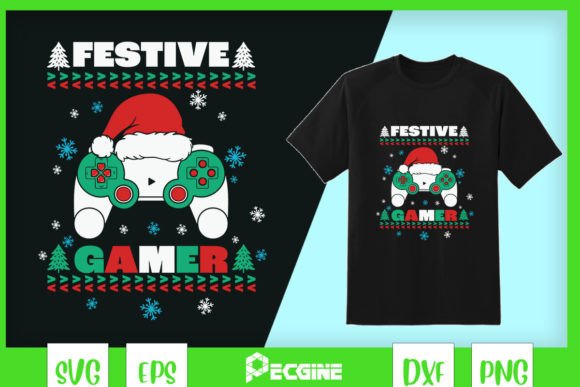 Festive Gamer Game Controller Christmas Graphics for Crafts & Cricut Projects