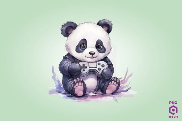 h1Panda Playing Video Game Graphics for Digital Sellers and Creative Merchandiseh1