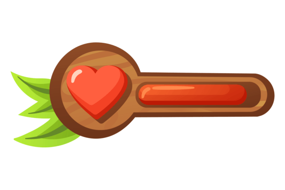 Health Bar Cartoon GUI Element for Game Interface Graphics & Illustrations