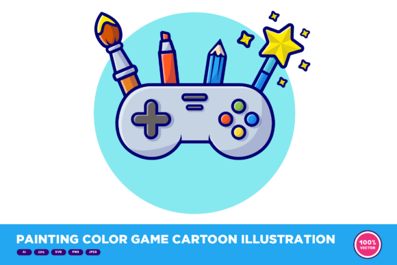 Painting Color Game Cartoon Illustration: Playful Graphics for Blog & Editorial Design