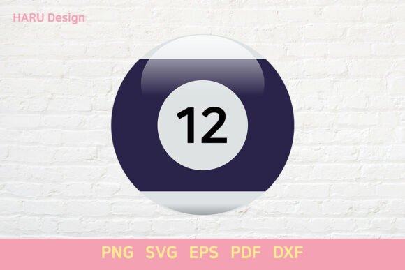 Pool Balls 12 Billiard Balls Table Game Graphics for Crafts & Digital Sellers