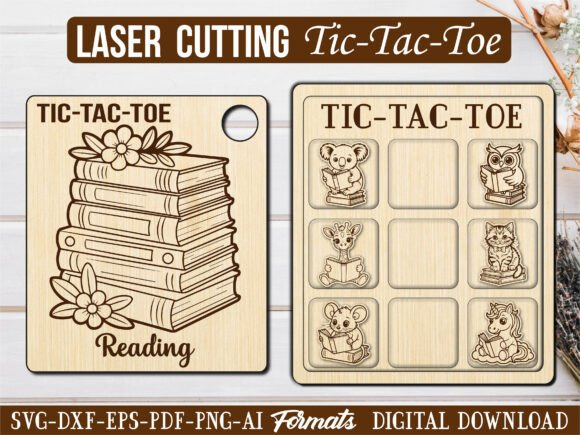 Reading Book Tic Tac Toe Puzzle Game SVG: A Designer’s Take for Laser Engraving & Graphics Projects