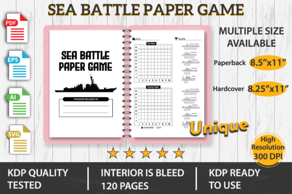 Sea Battle Paper Game KDP Interior Review for Real Embroidery Projects